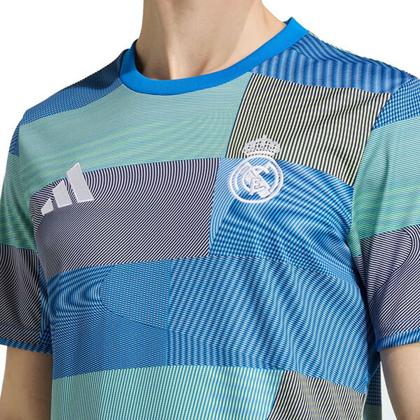 レアルマドリードRMD2025-26プレマッチジャージーJZU84-JP4155サッカーレプリカプラシャツ半袖ブルーバードアディダスadidas