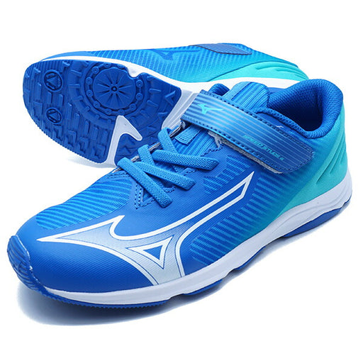 【送料無料】スピードスタッズ4ベルトミズノmizunoK1GC2423-10ブルーホワイトジュニアランニングシューズベルクロ