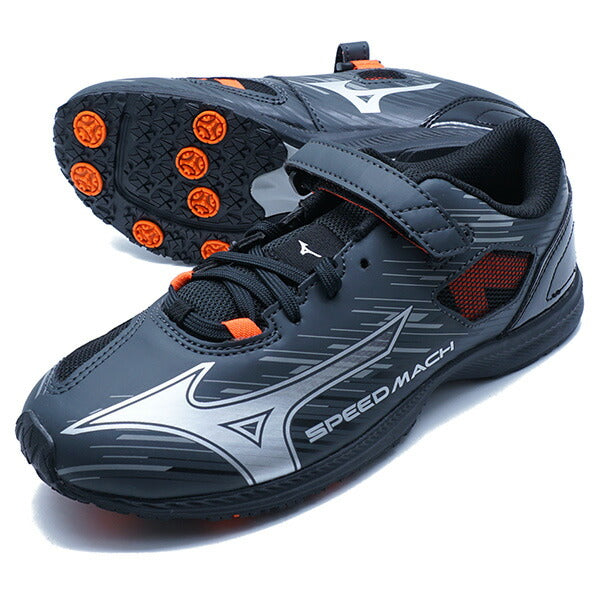スピードマッハ3ミズノmizunoK1GC2552-01ブラックシルバージュニアランニングシューズベルクロ