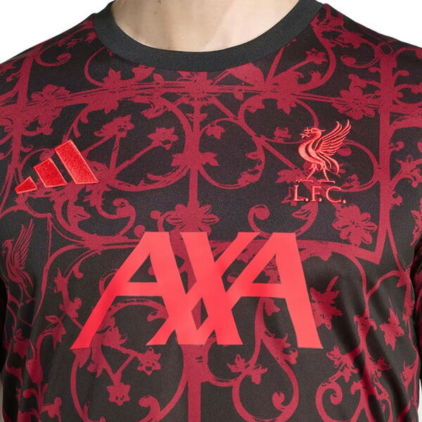 【ショップ限定エントリーでさらに+9倍】リバプールLFC2025-26プレマッチジャージーKKS46-JV9013サッカーレプリカプラクティスシャツ半袖ブラックアディダスadidas