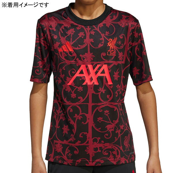 【ショップ限定エントリーでさらに+9倍】リバプールジュニアLFC2025-26プレマッチジャージーKKS48-JV9015サッカーレプリカプラクティスシャツ半袖ブラック子供用アディダスadidas