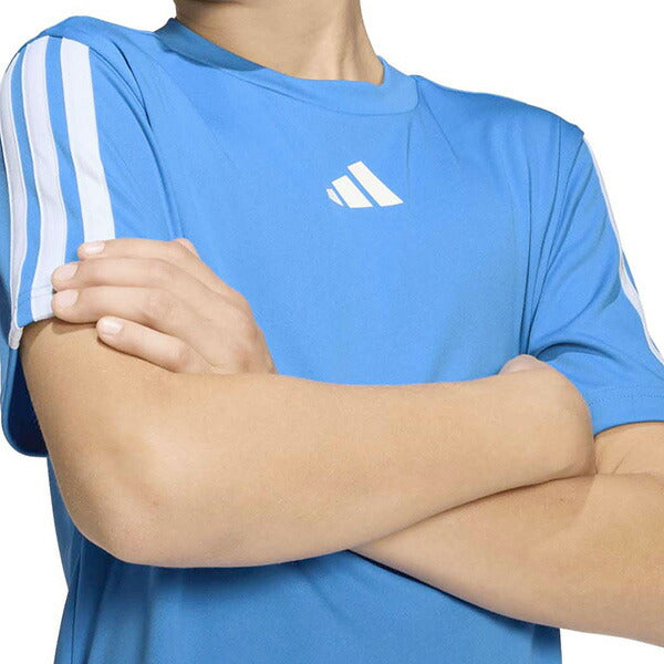 【ネコポス対応可】アディダスadidasジュニアトレインエッセンシャルズスリーストライプス半袖TシャツKQH02ランニングランシャツ子供用