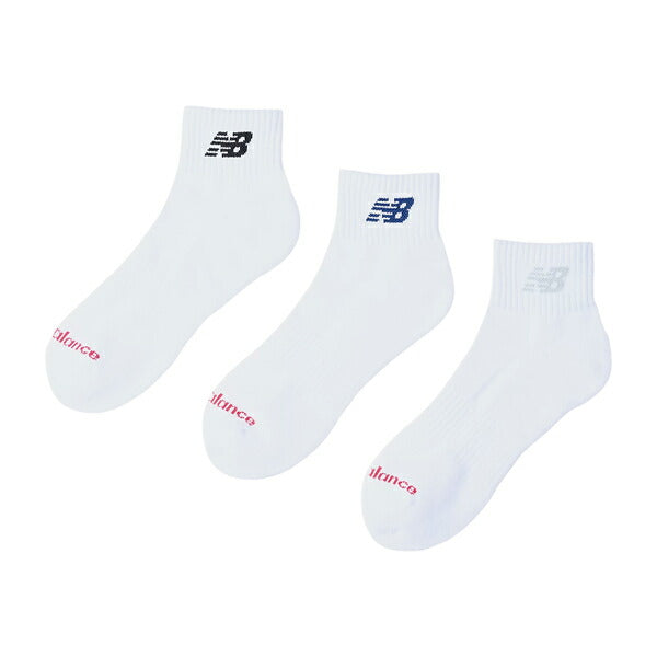 ニューバランスNewbalanceメンズミッドレングス3Pソックス靴下LAS55637-WT