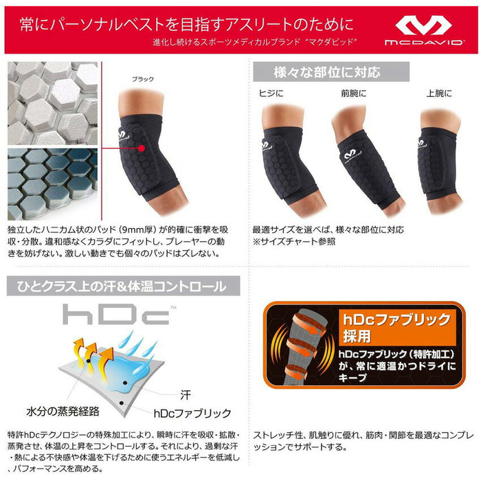 【ネコポス送料無料】マクダビットmcdavidHEXアームスリーブ1個入M6441Aサッカーフットサルゴールキーパー肘サポーター左右兼用
