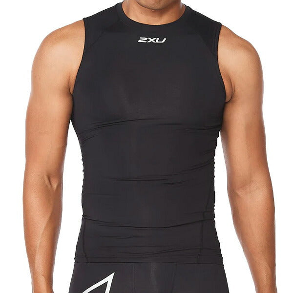【ネコポス送料無料】ツータイムズユー2XUメンズPWXコンプレッションスリーブレストップMA6400Aランニングジムフィットネスアンダーウエアブラック