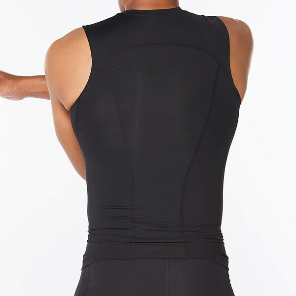 【ネコポス送料無料】ツータイムズユー2XUメンズPWXコンプレッションスリーブレストップMA6400Aランニングジムフィットネスアンダーウエアブラック