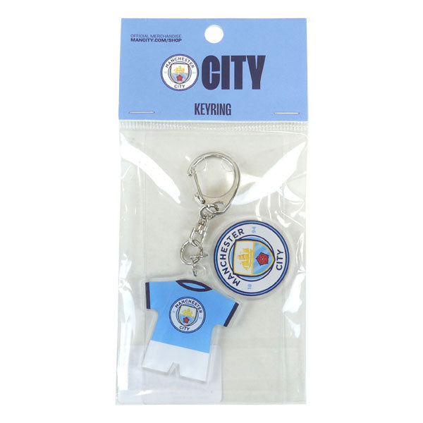 【ネコポス対応可】マンチェスターシティオフィシャルアクリル2連キーホルダーMC54704サッカープレミアリーグサポーターグッズ