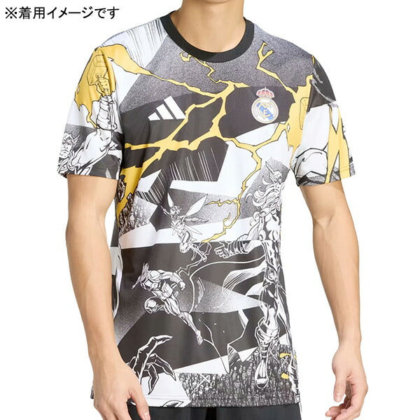 レアルマドリードRMDアベンジャーズ25/26プレマッチジャージMGU44-JZ9018サッカーレプリカプラクティスシャツホワイトアディダスadidas
