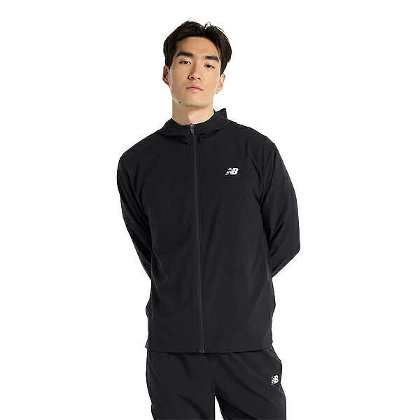 ニューバランスNEWBALANCEトレーニングジャケットスポーツウーブンジャケットメンズ大人はっ水軽量フードフルジップMJ51900-BK