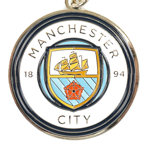 【ネコポス対応可】マンチェスターシティオフィシャルキーリングクレストMNC_KEYRINGサッカーキーホルダーエンブレム型サポーターグッズホワイト