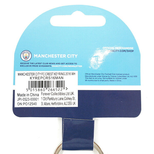 【ネコポス対応可】マンチェスターシティオフィシャルキーリングクレストMNC_KEYRINGサッカーキーホルダーエンブレム型サポーターグッズホワイト