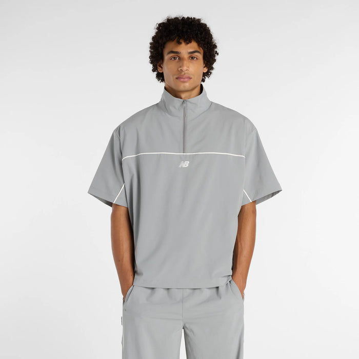 【ネコポス対応可】ニューバランスNEWBALANCEトレーニングシャツトレーニングジャケットメンズウーブンショートスリーブハーフジップMT61713I-YST