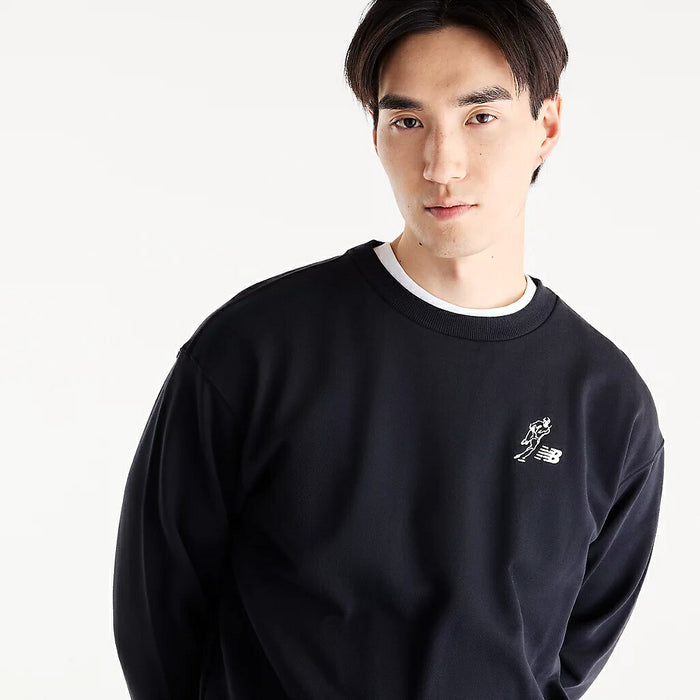 ニューバランスNEWBALANCE大谷翔平オールウェイズオンロゴスウェットクルートレーナーメンズ大人クルーネック長袖ブラックMT6208GK-BK