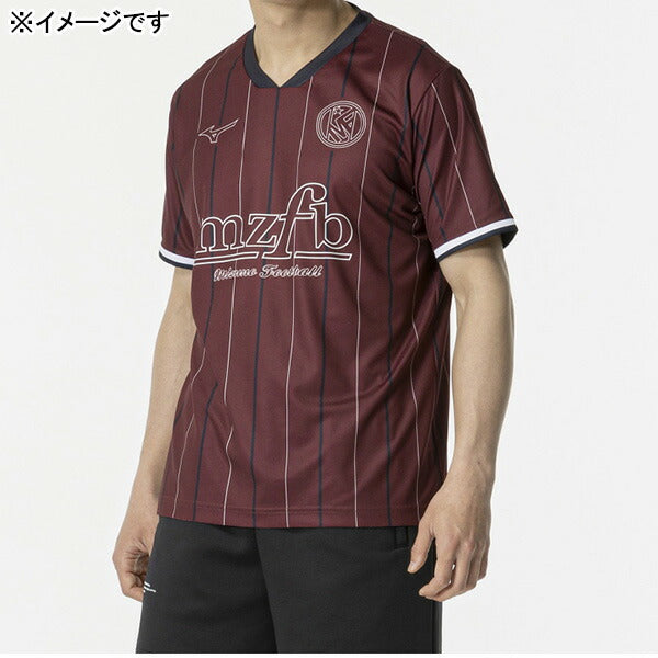 【ネコポス送料無料】ミズノmizunoMZFBストライプTEEP2MABX74サッカーフットサルプラクティスシャツ半袖練習着メンズ