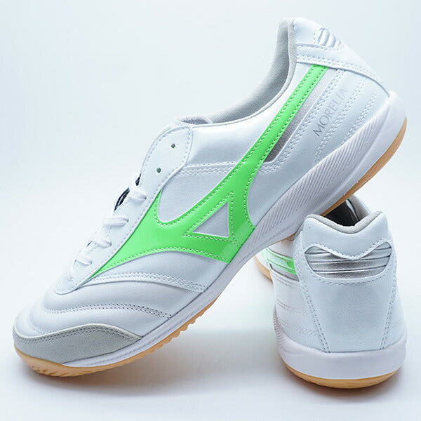 モレリアサラELITEINミズノmizunoQ1GA251237ホワイトグリーンフットサルシューズインドア室内用