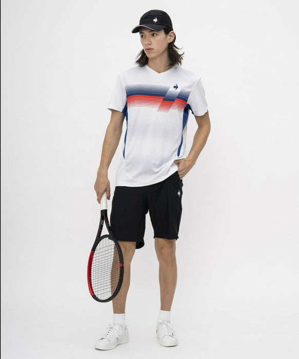 【ショップ限定エントリーでさらに+9倍】【ネコポス送料無料】lecoqsportifルコックスポルティフテニスメンズグラデーションゲームシャツユニフォームシャツトップス半袖速乾QTMXJA03