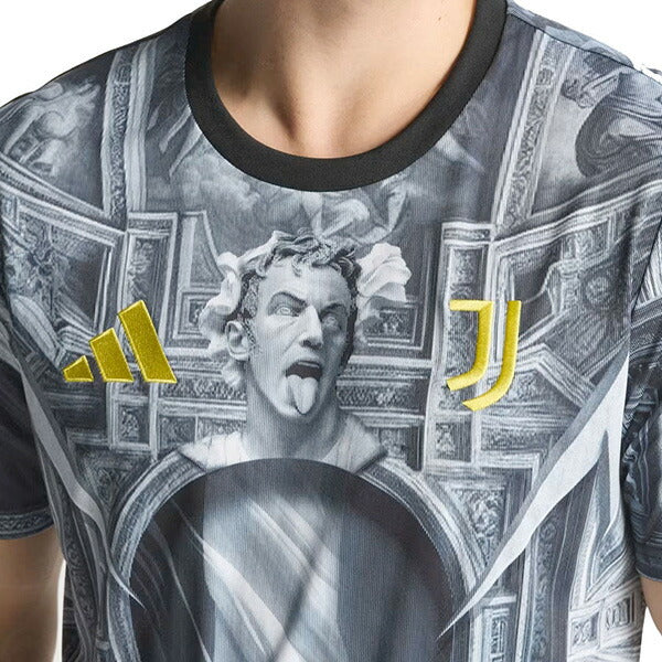 ユベントスJUV2025-26プレマッチシャツQY728-KA6785サッカーレプリカプラクティスシャツブラックアディダスadidas