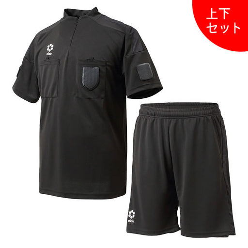 【上下セット】スフィーダSFIDAレフェリーウェア半袖シャツショートパンツSA-22836SA-22837サッカーレフェリーウェア審判ブラックメンズ