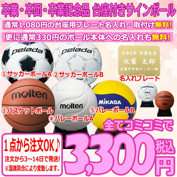 期間限定名入れ無料卒業卒団卒部記念品サインボールサッカー部バスケットボール部バレーボール部