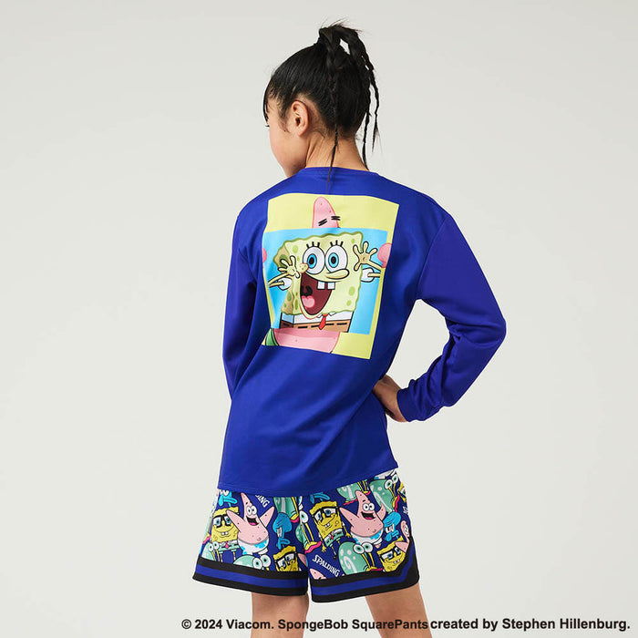 【ショップ限定エントリーでさらに+9倍】SPALDINGスポルディングジュニアロングTシャツ長袖ロングスリーブTシャツスポンジボブビッグフェイスSJT24169S