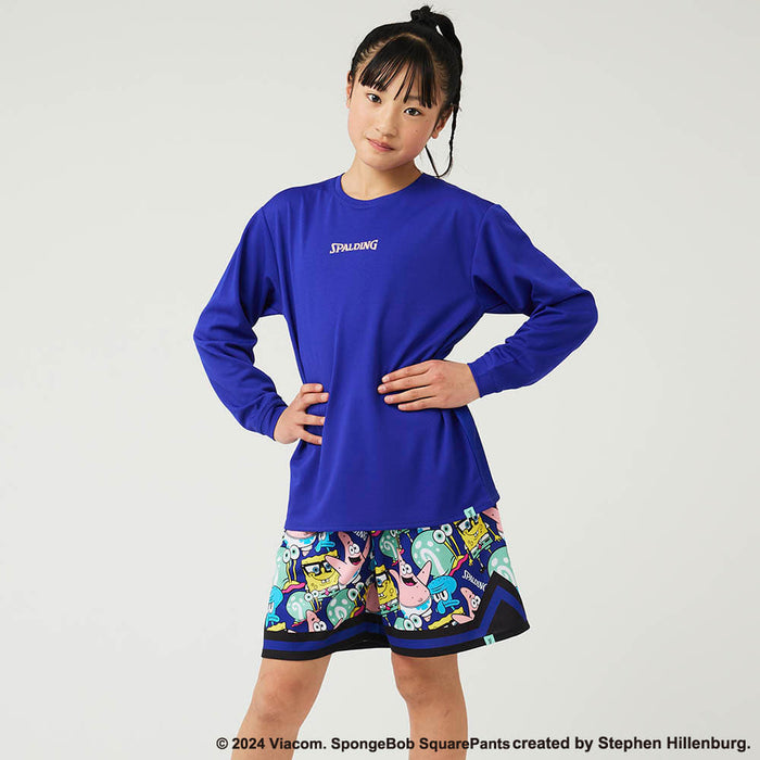 【ショップ限定エントリーでさらに+9倍】SPALDINGスポルディングジュニアロングTシャツ長袖ロングスリーブTシャツスポンジボブビッグフェイスSJT24169S