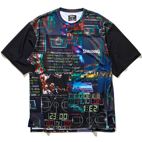 【ネコポス送料無料】スポルディングSPALDINGバスケットボールゲームシャツTシャツ半袖昇華デジタルノイズバスケバスケットSMT22116