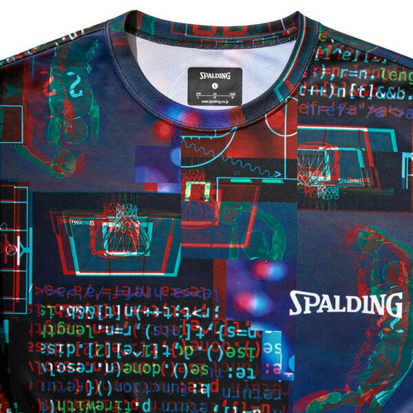 【ショップ限定エントリーでさらに+9倍】【ネコポス送料無料】スポルディングSPALDINGバスケットボールゲームシャツTシャツ半袖昇華デジタルノイズバスケバスケットSMT22116