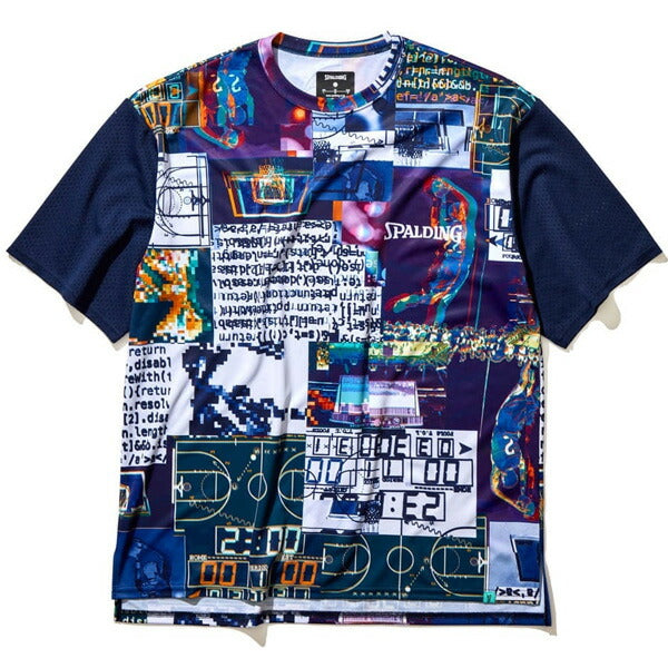 【ネコポス送料無料】スポルディングSPALDINGバスケットボールゲームシャツTシャツ半袖昇華デジタルノイズバスケバスケットSMT22116