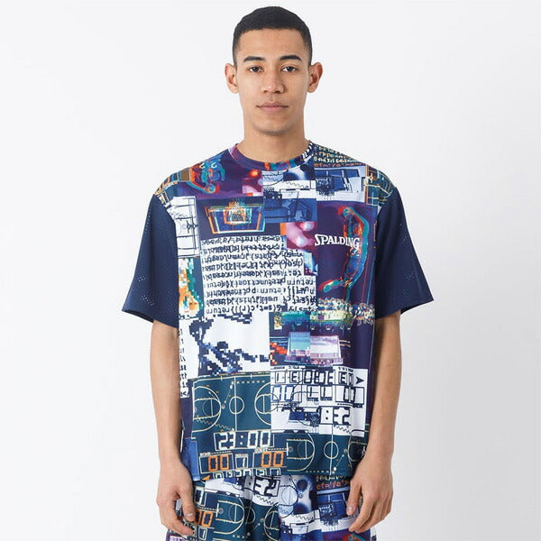 【ショップ限定エントリーでさらに+9倍】【ネコポス送料無料】スポルディングSPALDINGバスケットボールゲームシャツTシャツ半袖昇華デジタルノイズバスケバスケットSMT22116