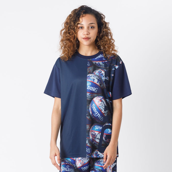 【ショップ限定エントリーでさらに+9倍】【ネコポス送料無料】スポルディングTシャツ半袖丸首ユニセックスメンズレディースボールプリントSMT22124