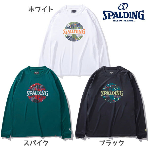 【ショップ限定エントリーでさらに+9倍】スポルディングSPALDINGバスケットボールメンズ長袖シャツロングTシャツロングスリーブポルカドットカモボールプリントSMT24110