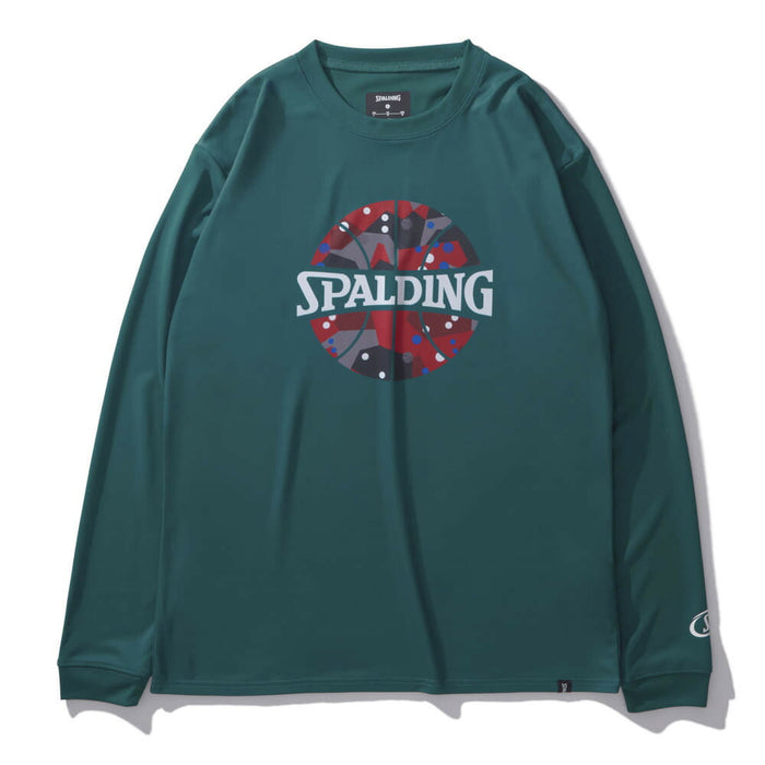 【ショップ限定エントリーでさらに+9倍】スポルディングSPALDINGバスケットボールメンズ長袖シャツロングTシャツロングスリーブポルカドットカモボールプリントSMT24110