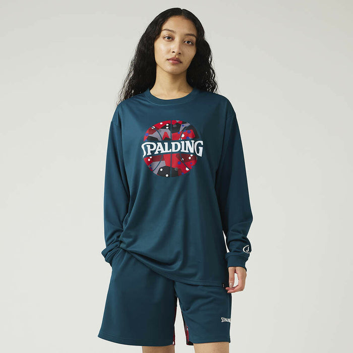 【ショップ限定エントリーでさらに+9倍】スポルディングSPALDINGバスケットボールメンズ長袖シャツロングTシャツロングスリーブポルカドットカモボールプリントSMT24110