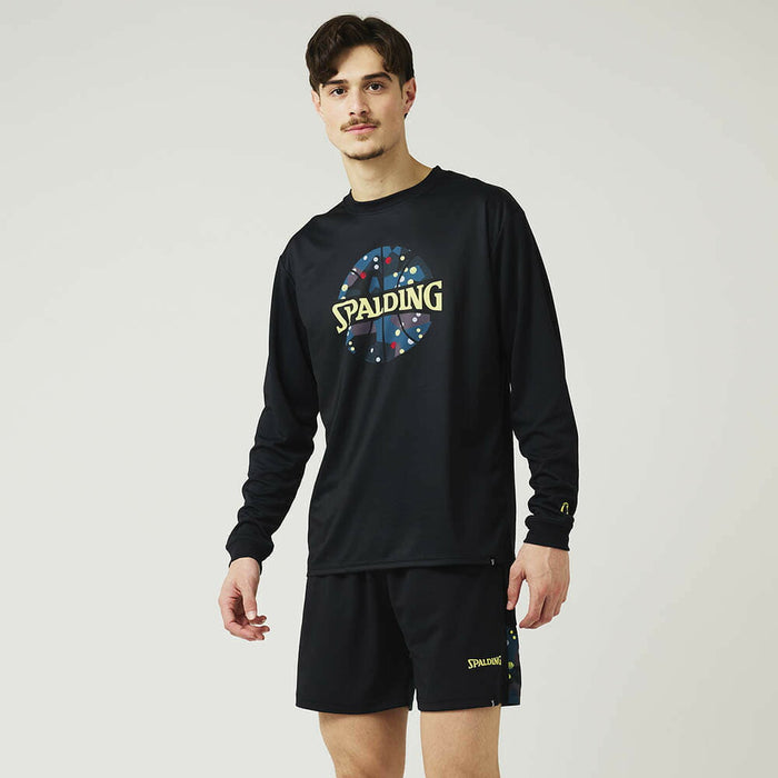 【ショップ限定エントリーでさらに+9倍】スポルディングSPALDINGバスケットボールメンズ長袖シャツロングTシャツロングスリーブポルカドットカモボールプリントSMT24110