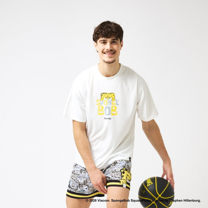 【ネコポス送料無料】スポルティングSPALDINGバスケットボールゲームシャツメンズレディースTシャツ半袖スポンジ･ボブモノクロームSMT26032S