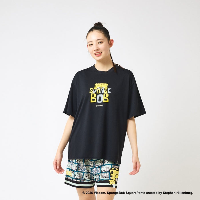 【ネコポス送料無料】スポルティングSPALDINGバスケットボールゲームシャツメンズレディースTシャツ半袖スポンジ･ボブモノクロームSMT26032S