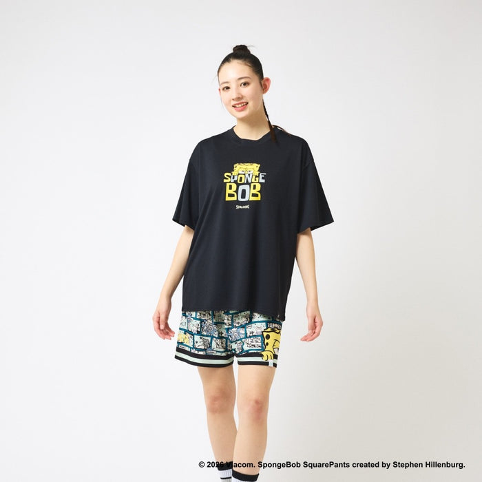 【ネコポス送料無料】スポルティングSPALDINGバスケットボールゲームシャツメンズレディースTシャツ半袖スポンジ･ボブモノクロームSMT26032S