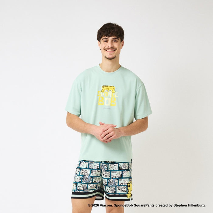 【ネコポス送料無料】スポルティングSPALDINGバスケットボールゲームシャツメンズレディースTシャツ半袖スポンジ･ボブモノクロームSMT26032S