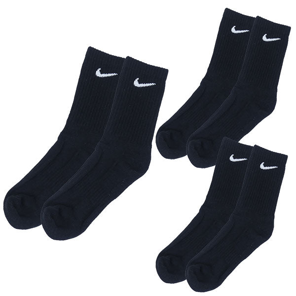 ナイキNIKE3PエブリデイクッションクルーソックスSX7664-010サッカーフットサルストッキングショートソックススポーツ3足組メンズ25-27cm27-29cm