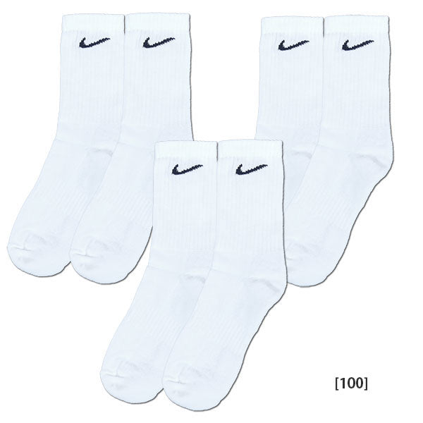 ナイキNIKE3PエブリデイクッションクルーソックスSX7664サッカーフットサルショートソックス3足組23-25cm25-27cm27-29cm