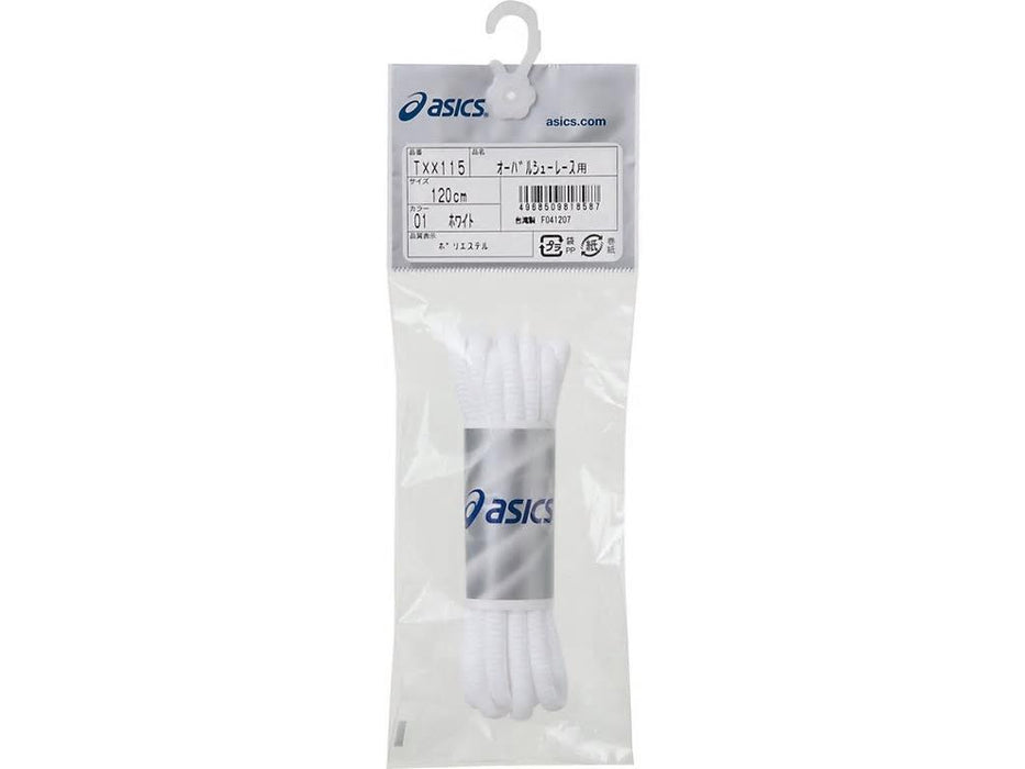 【ショップ限定エントリーでさらに+9倍】アシックスasicsオーバルシューレースTXX115靴ひも楕円断面タイプポリエステル白黒