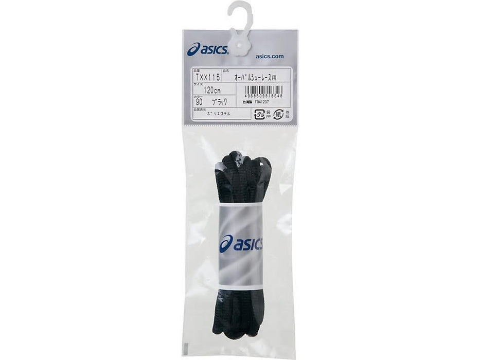 【ショップ限定エントリーでさらに+9倍】アシックスasicsオーバルシューレースTXX115靴ひも楕円断面タイプポリエステル白黒