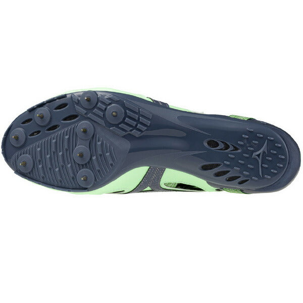 【ショップ限定エントリーでさらに+9倍】ミズノMIZUNOメンズレディース陸上スパイククロノインクスJAPAN短距離用ハードルオールウェザートラック専用U1GA2410-11ライトグリーンネイビー