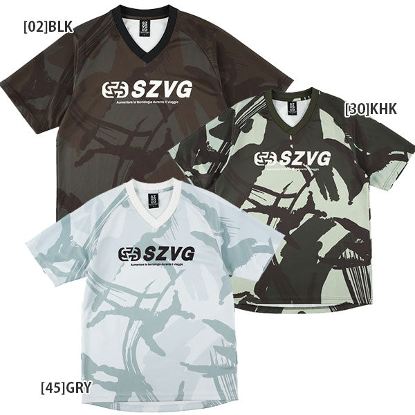 【ショップ限定エントリーでさらに+9倍】【ネコポス送料無料】スパッツィオspazioVIAGGIOVネックカモプラ24SSVG0067サッカーフットサル半袖プラクティスシャツメンズ