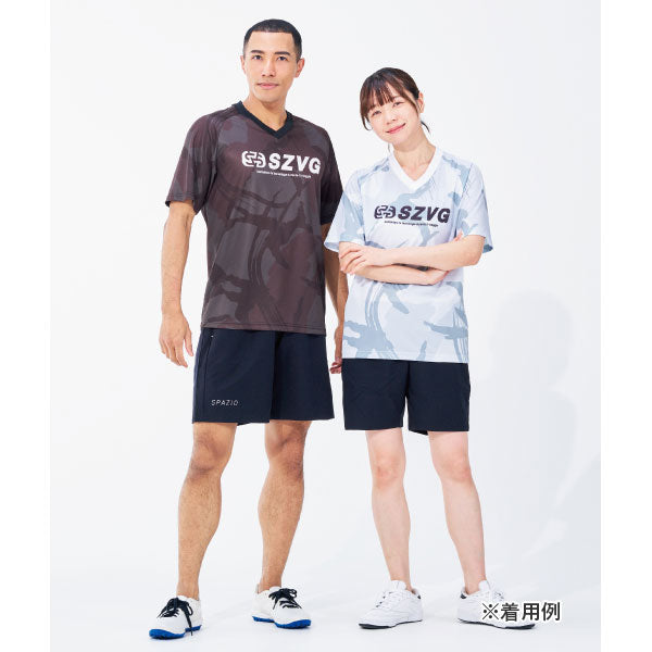 【ショップ限定エントリーでさらに+9倍】【ネコポス送料無料】スパッツィオspazioVIAGGIOVネックカモプラ24SSVG0067サッカーフットサル半袖プラクティスシャツメンズ