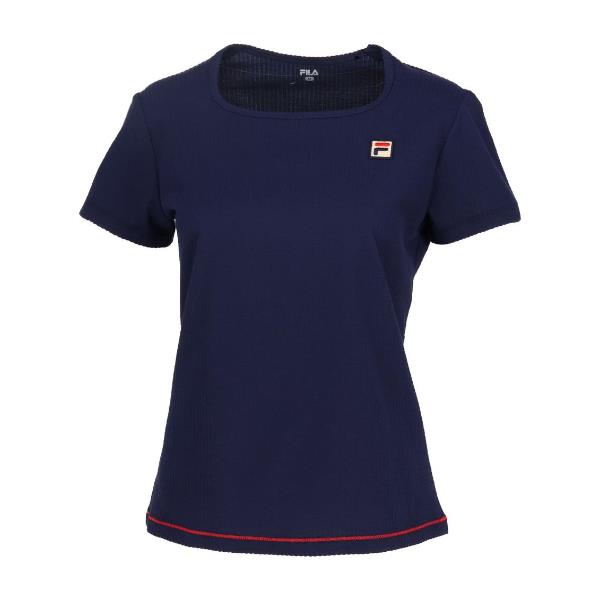 【ショップ限定エントリーでさらに+9倍】【ネコポス送料無料】フィラFILAテニスサッカーストライプスクエアネックシャツゲームシャツレディースウィメンズVL2847