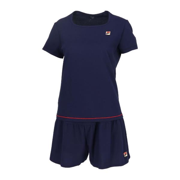 【ネコポス送料無料】フィラFILAテニスサッカーストライプスクエアネックシャツゲームシャツレディースウィメンズVL2847