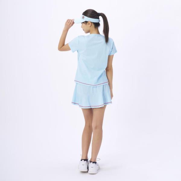 【ショップ限定エントリーでさらに+9倍】【ネコポス送料無料】フィラFILAテニスサッカーストライプスクエアネックシャツゲームシャツレディースウィメンズVL2847