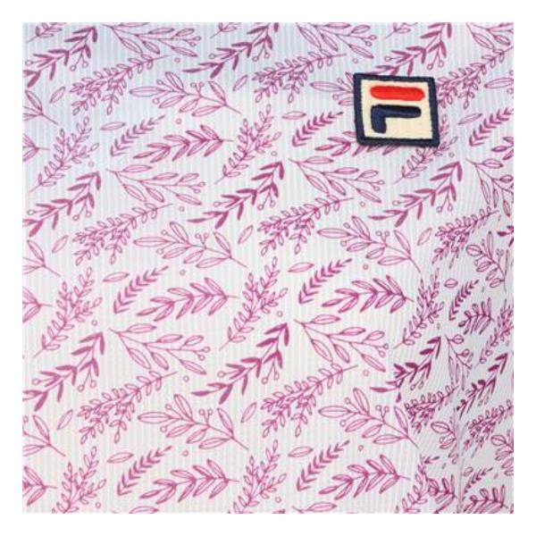 【ショップ限定エントリーでさらに+9倍】フィラFILAテニスウェアピンメッシュストライプボタニカルプリントスクエアネックゲームシャツレディースVL2871