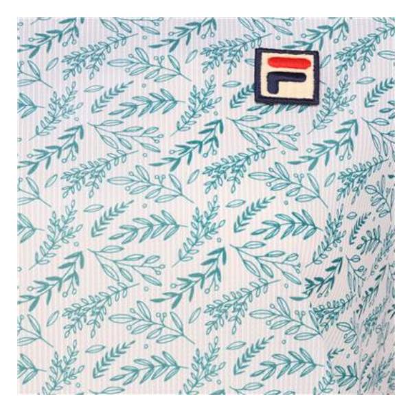 【ショップ限定エントリーでさらに+9倍】フィラFILAテニスウェアピンメッシュストライプボタニカルプリントスクエアネックゲームシャツレディースVL2871